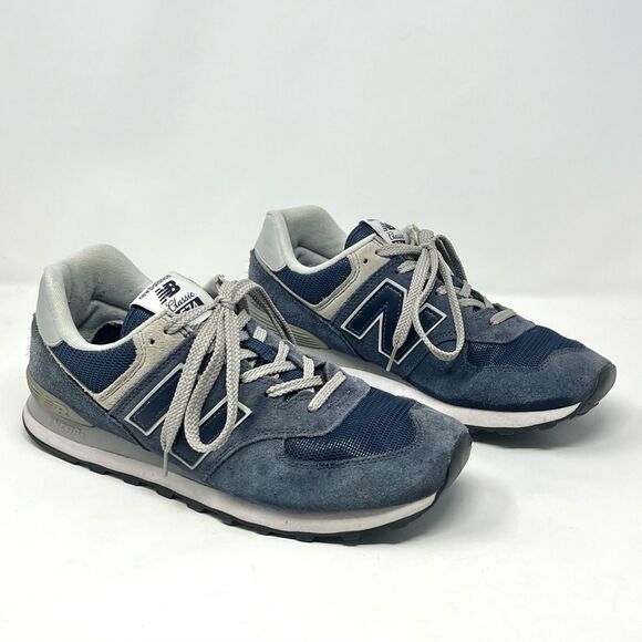 New Balance Other - New Balance 574 Classic Blue Suede Mesh Grey Accents Sneakers Mens Size 10